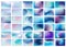 Holographic colorful gradient background. Set of blue textures. Vector