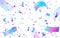 Holographic confetti on white background. Festive template in neon colors for party illustration, surprise, gift