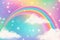 Holographic fantasy rainbow unicorn background with clouds. Pastel color sky. Magical landscape, abstract fabulous