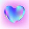 Holographic heart. Fluid liquid chrome heart shape. 3d y2k