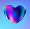 Holographic heart. Fluid liquid chrome heart shape. 3d y2k