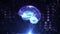 Holographic human brain rotating in virtual space, X-rays futuristic technologies.
