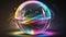 Holographic neon glass 3d sphere abstract background. Generative AI