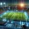 A holographic representation of a sports field with players ru