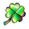 Holographic shamrock St Patricks day sticker vector illustration