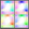 Holographic shapes backgrounds set. Modern geometric covers design.