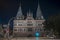 Holstentor in Luebeck at night