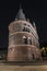 Holstentor in Luebeck at night