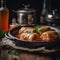 Holubtsi Stuffed Cabbage Rolls On Stone In Rustic Pub Ukrainian Dishes. Generative AI