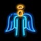 holy angel with wings neon glow icon illustration