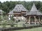 The Holy Barsana Monastery, made of stone and wood, Maramures County. Sketch