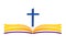 Holy bible with cross.Open book and cross