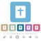 Holy bible flat icons on color rounded square backgrounds