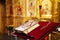 Holy Bible and Orthodox cross in orthodox church