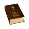 Holy Bible. Vector Illustration. Hard cover, golden cross and letters