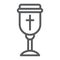 Holy chalice line icon, christian and cup, goblet sign, vector graphics, a linear pattern on a white background.