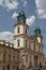 Holy Cross Church twin tower facade, Warsaw, Poland