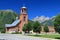 Holy Family Church with Rocky Mountains Panorama at Fernie, British Columbia, Canada