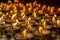 Holy flames burning at a Buddhist altar, one of the `four Elements`of life in Sarnath, India.