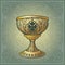 Holy Grail. Medieval gothic style concept art. Decorative floral background