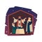 Holy happy family Joseph and Mary with newborn baby Jesus a vector illustration.