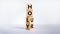 Holy hour symbol. Turned wooden cubes with words holy hour. Beautiful white background, copy space. Religion and holy hour concept