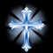 Holy metalic blue cross christian with burst light for decoration