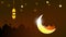 Holy Month of Ramadan Kareem Animated Greeting with Crescent Moon and stars in the sky.