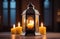 holy month of Ramadan, Laylat al-Qadr, Arab lantern fanus, candles, gloomy home atmosphere