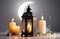 holy month of Ramadan, Laylat al-Qadr, Arab lantern fanus, crescent moon and stars, candles, shiny decorations,