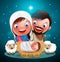 Holy night when jesus born in manger with joseph and mary vector characters for christmas