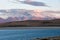 Holy Rakshas Tal lake and Gurla Mandhata peak in Ngari at sunset, Western Tibet, China. This lake also known as Demons Lake, Rava