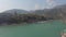 holy rishikesh city bird eye view with ganges river at day from flat angle