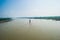 Holy River Narmada and Lamp Tower India