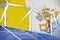 Holy See solar and wind energy digital graph concept - alternative natural energy industrial illustration. 3D Illustration