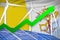 Holy See solar and wind energy rising chart, arrow up - green natural energy industrial illustration. 3D Illustration