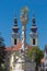 Holy Trinity Statue and Serbian church in Timisoara, Romania