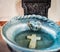 Holy water vestibule-Blue dish with water and cross-Religion