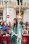 Holy Week in Malaga, Spain. Girl with staff in Palm Sunday procession.