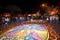 Holy Week procession of the Paso (Platform or Throne) of the Virgin Mary and Child through the flower-carpeted