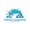 home apartment cleaning and washing service vector logo design