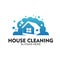 home apartment cleaning and washing service vector logo design