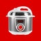 Home appliance - Multicooker red background. Isolated