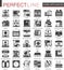 Home appliances classic black mini concept symbols. Household modern icon pictogram vector illustrations set.