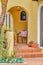 Home with arched entryway in the coastal residential area of Long Beach CA