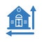 Home area measurement icon / blue vector graphics