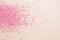 Home aroma therapy pink bath salt peach background