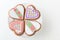 Home-baked and decorated heart shaped cookies.