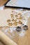 Home baking star shaped Christmas cookies, with rolling pin, bis