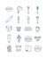 Home baking tools flat vector thin line icons